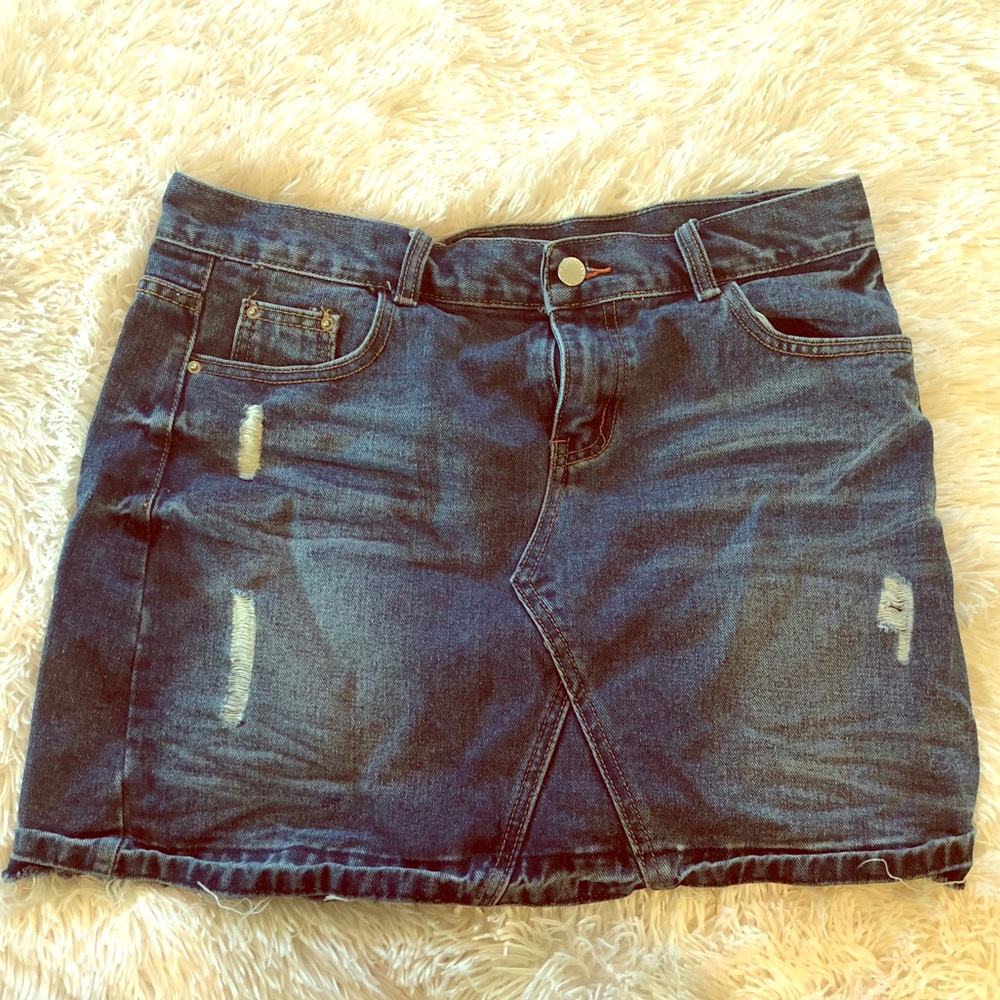 Distressed Jean Skirt